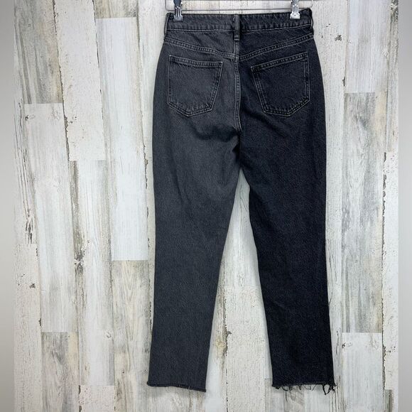 Pacsun Color Block Black Gray High Rise Raw Hem Mom Jeans W25 - Picture 2 of 7